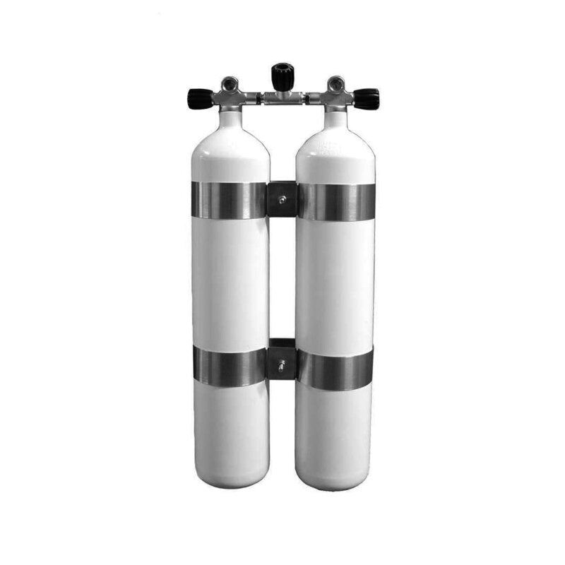 Polaris Doppelgerät 8,5L 232 bar Stahl konkav mit V4TEC Schellen und Absperrbrücke